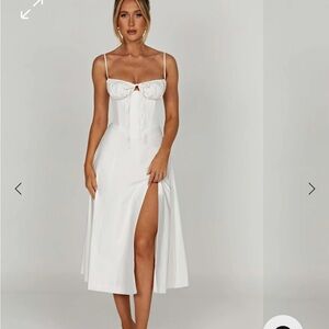 Elegant White Midi Dress with Slit